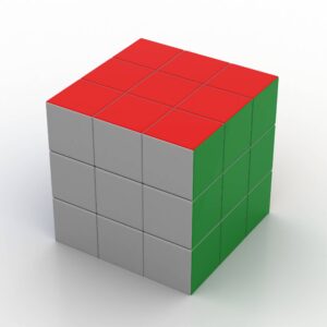 3x3 cube with red top and green side